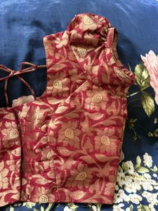 Red &amp; Gold Brocade Blouse
