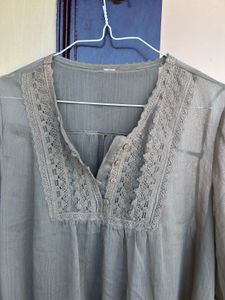 Elegant Olive Green Lace Blouse