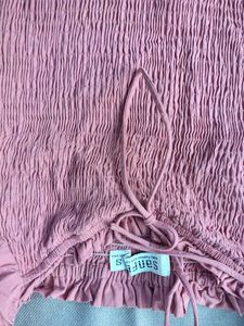 Pink Puff Sleeve Smocked Top