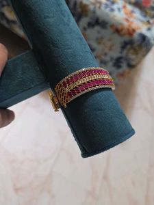 AD Cubic Red Rubia Gold Polish Bracelet