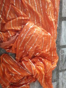 Orange Striped Dupatta