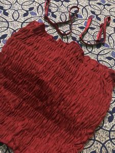 Burgundy Smocked Tube Top
