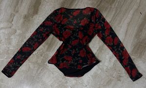 Floral Mesh Top.SIZE-30-36.NEW WITHOUT TAG
