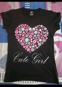 Cute Girl Floral Heart Tee