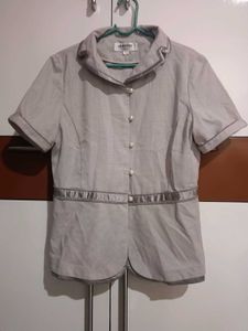 Elegant Grey Peplum Top