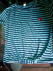 Striped T-Shirt with Butterfly