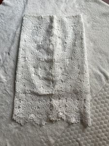 High Waisted White Lace Midi Skirt