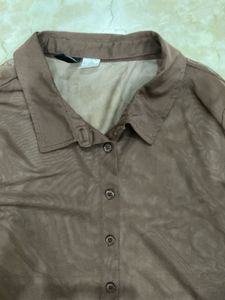 H&amp;M Brown Mesh Long Sleeve Top