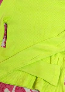 Neon Green Ribbed Long Sleeve