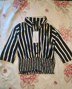Striped Y2k Black And White Top