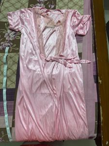 Pink Satin Nightgown Set