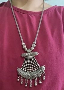 Statement Oxidized Silver Necklace