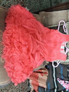 Coral Ruffle Party Dress