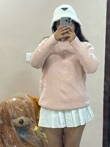 Cute Pink Knit Pullover Sweater