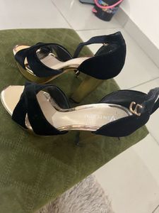 Black &amp; Gold Platform High Heels 36 Size