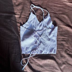 Lavender Ribbed Strappy Crop Top