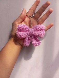 Handmade Crochet Bow Keychain