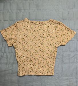 Zara Floral Ribbed Crop Top