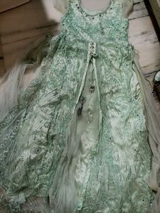 Embroidered mint green dress