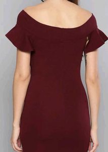 Burgundy Off-Shoulder Mini Dress