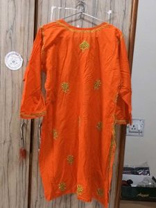Orange Embroidered Kurti