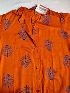 Orange Printed Kurta