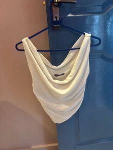 White Cowl Neck Top