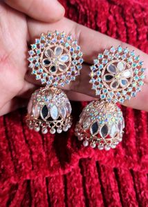 Mirror Jhumka Earrings