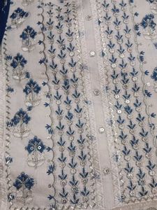 Elegant White &amp; Blue Kurta