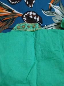 Green &amp; Gold Embellished  Kameez With Pajami