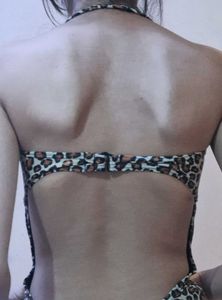 Y2k Leopard Backless bodysuit