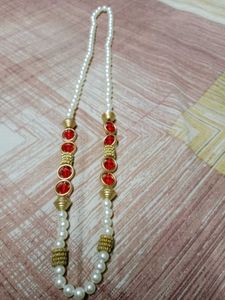 Pearl And Gold Tone Necklace
