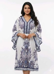 white satin short kaftani