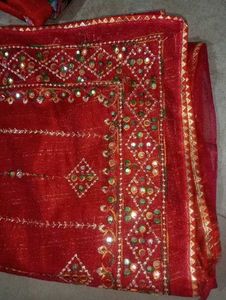 Red Embroidered saree