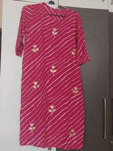 Pop-of-Pink Cotton-Blend Kurta – Effortless Elegan