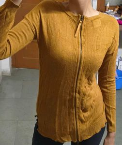 Mustard Zippered Cardigan