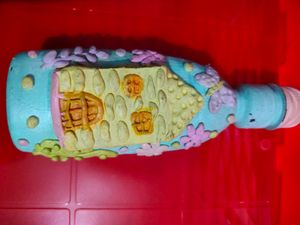 Handmade Clay Bottle With Paper Flower Vase Combo