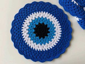 Evil Eye Crochet Coaster