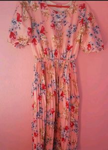 Floral Print Pleated Midi Dress