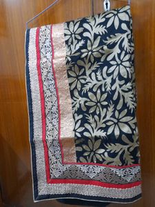 Beautiful Black Georgett &amp; Net Saree