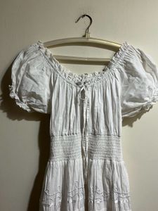 Midi Cottage Core White Dress