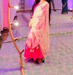 Pink Salwar Suit with Dupatta Flare 5 Meter