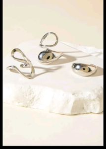 Silver Abstract ring stack