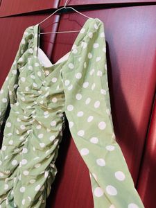 Polka Dot Dress Green - Size S