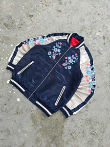 Y2K AESTHETIC JAPANESE Embroidered Bomber