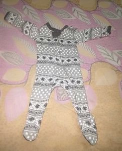 Grey Patterned Baby Onesie
