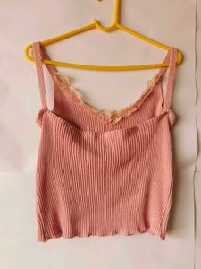 Pink coquette pinteresty lace trim cami top