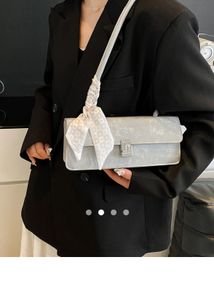 Ivory Shoulder Bag with Scarf Detail