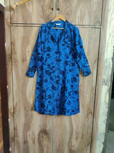 Blue Printed Long Shirt Size-36