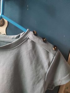 Gray T-Shirt with Shoulder Detail